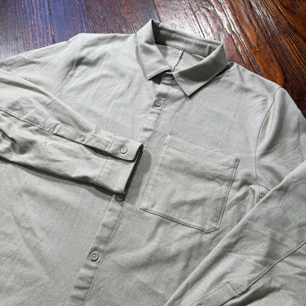 Lululemon Brushed Woven Shirt Mens M Tan Button Overshirt Minimalist LM3GG1S